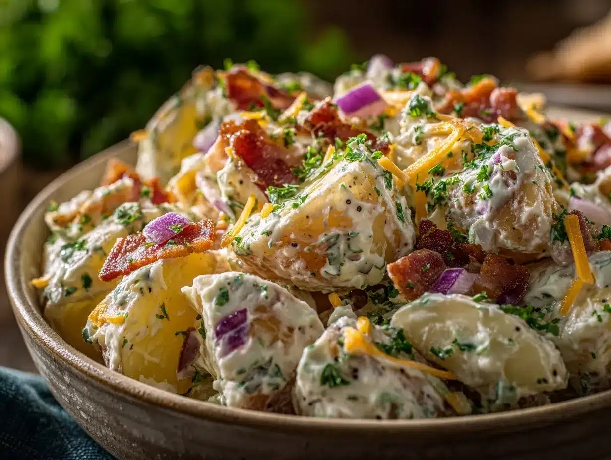 loaded ranch bacon cheddar potato salad preparation steps
