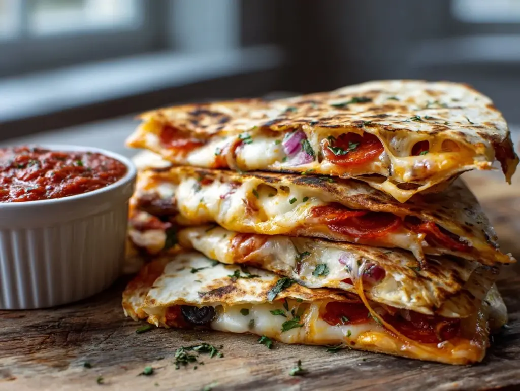 loaded supreme pizza quesadillas - featured image