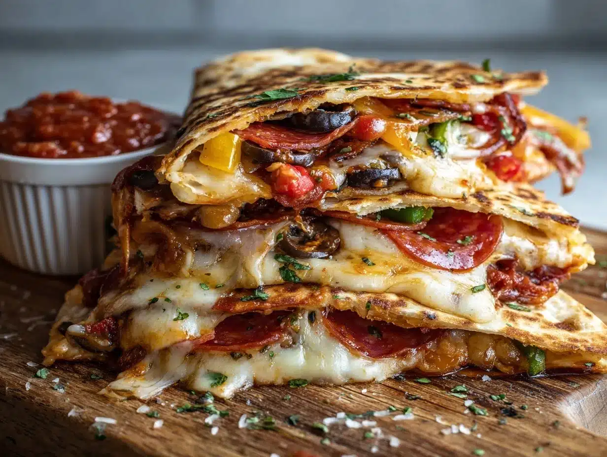 loaded supreme pizza quesadillas preparation steps
