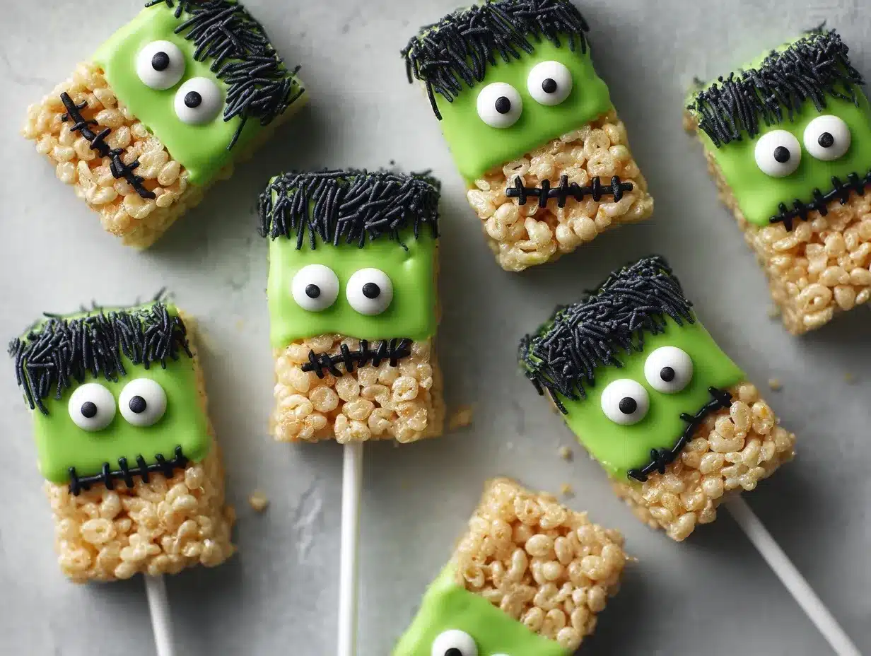 Monster Halloween Rice Krispies Pops preparation steps