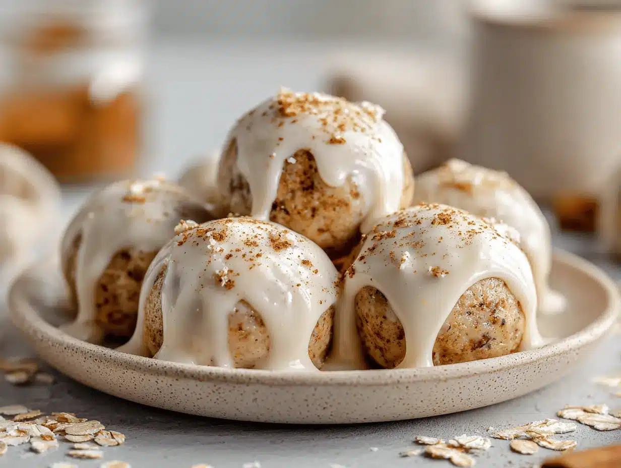no-bake cinnamon roll cookie dough bites preparation steps