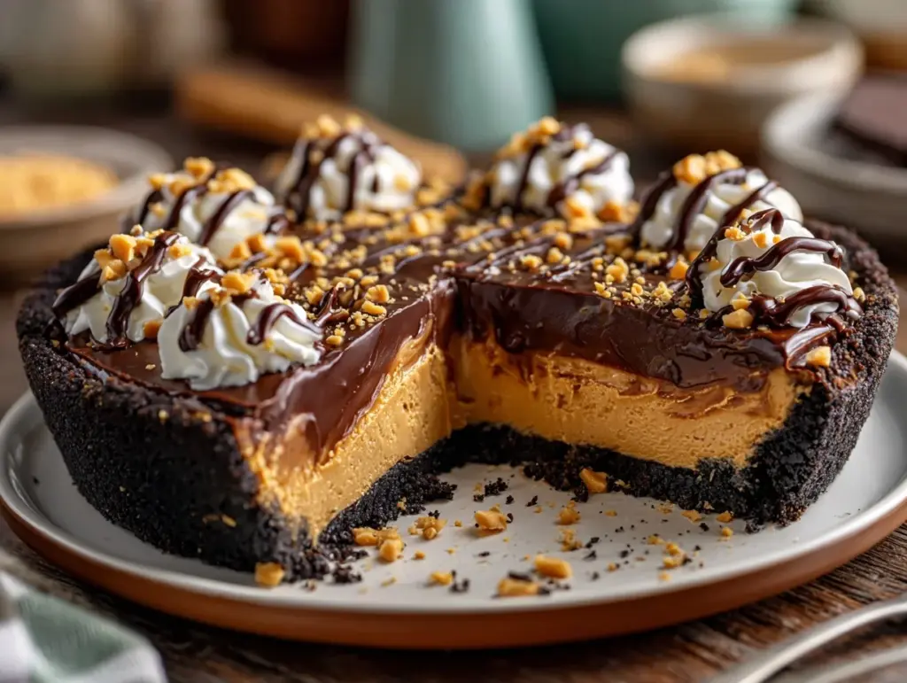 peanut butter pie with Oreo crust - featured image