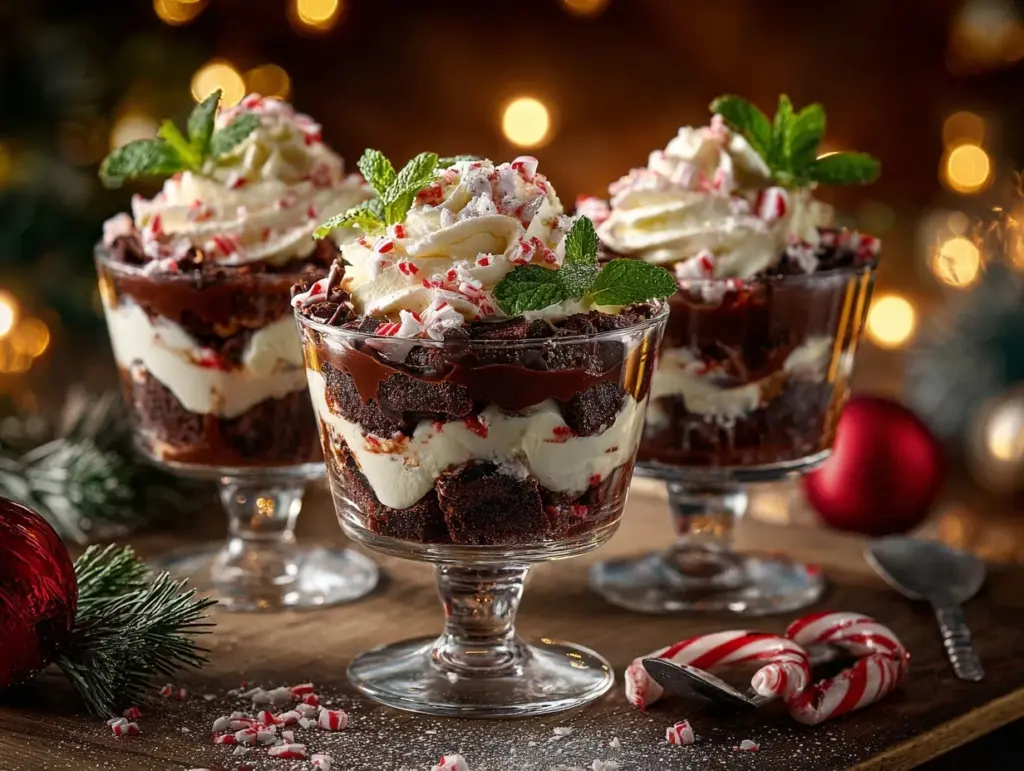 peppermint mocha brownie trifle - featured image