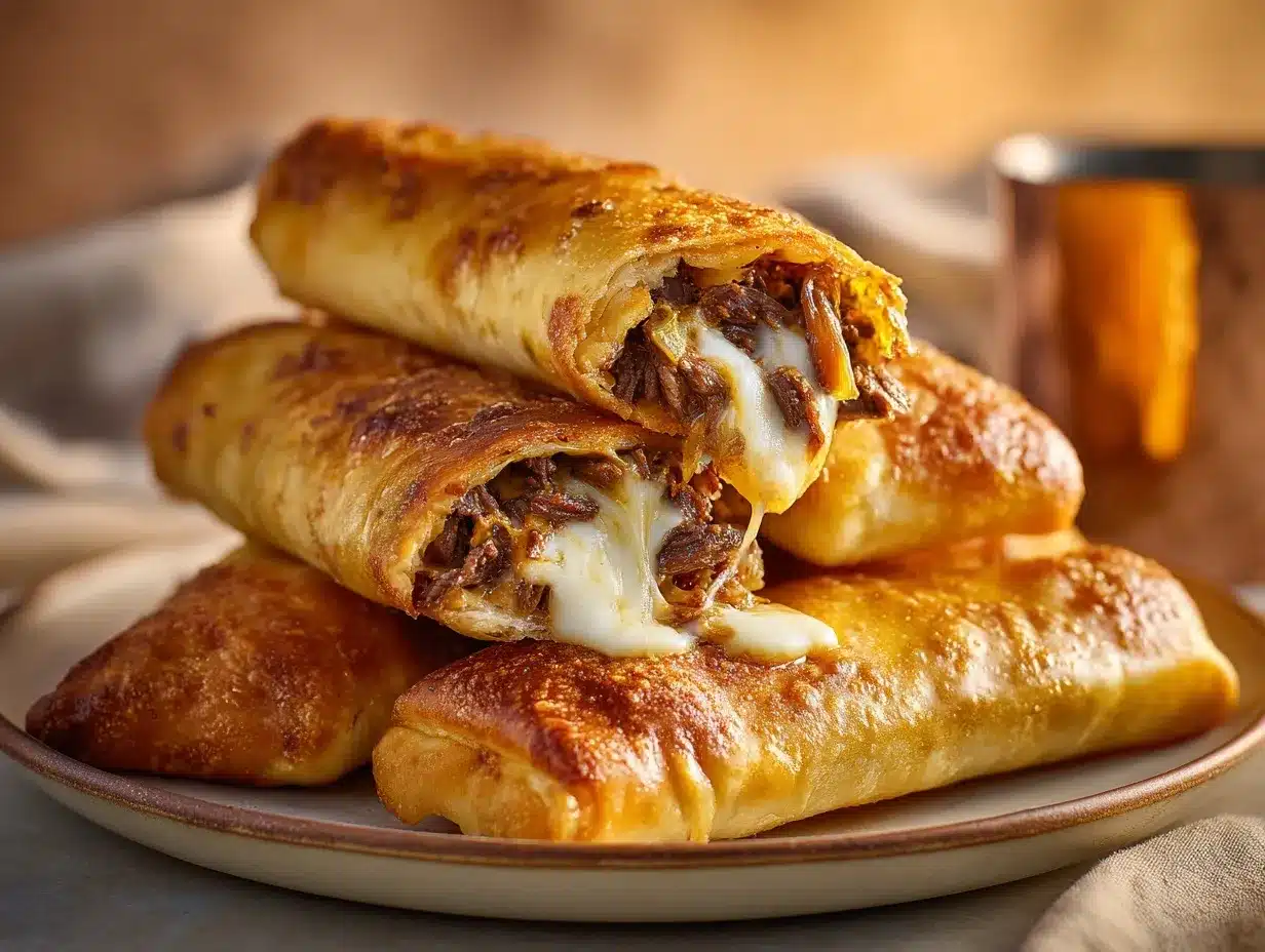 Philly cheesesteak stuffed breadsticks preparation steps
