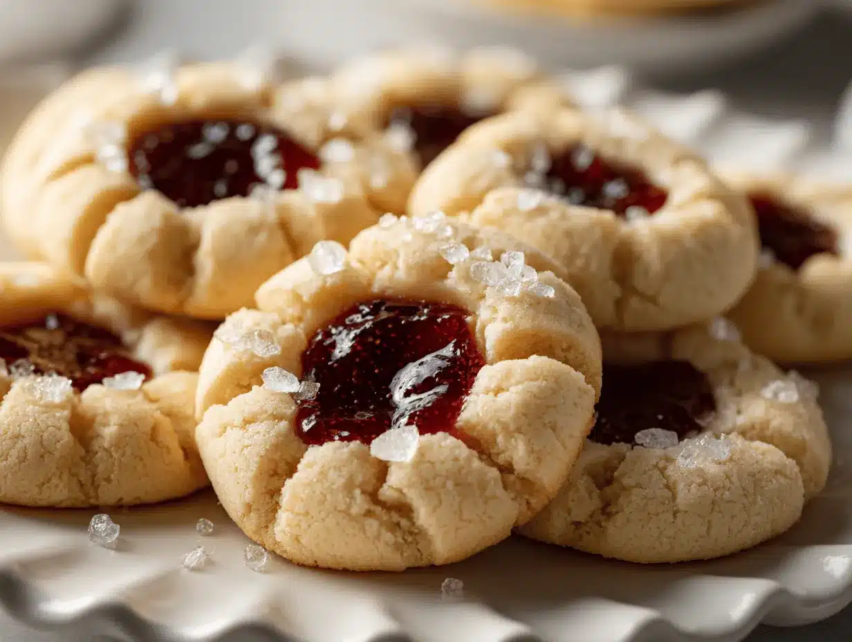 raspberry jam cheesecake thumbprint cookies preparation steps