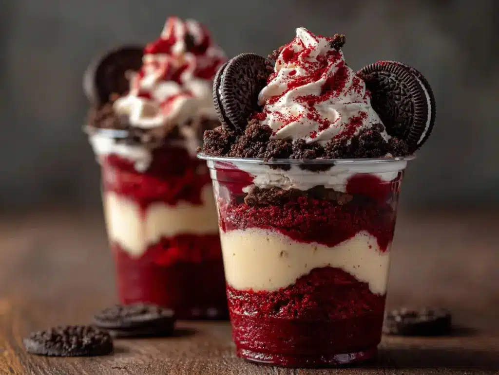 Red Velvet Oreo Cheesecake Parfaits - featured image
