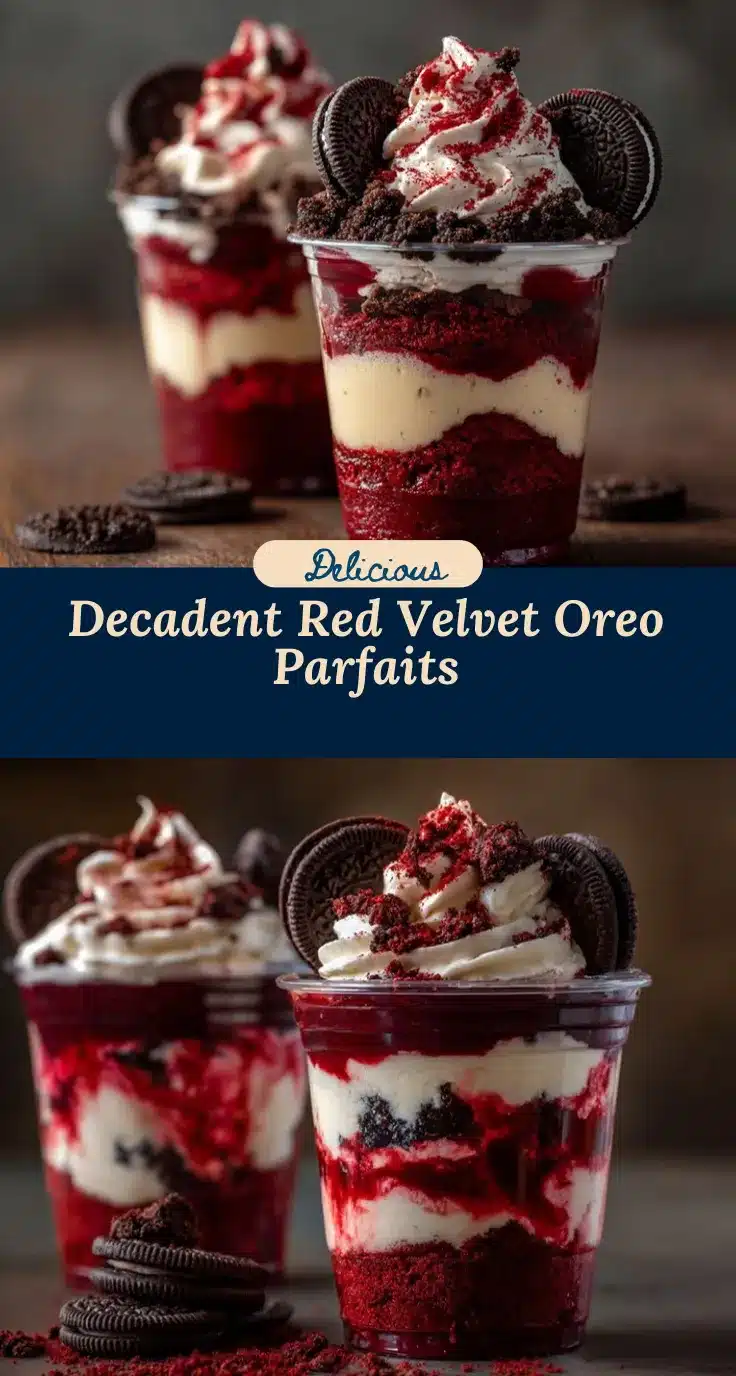 Red Velvet Oreo Cheesecake Parfaits recipe