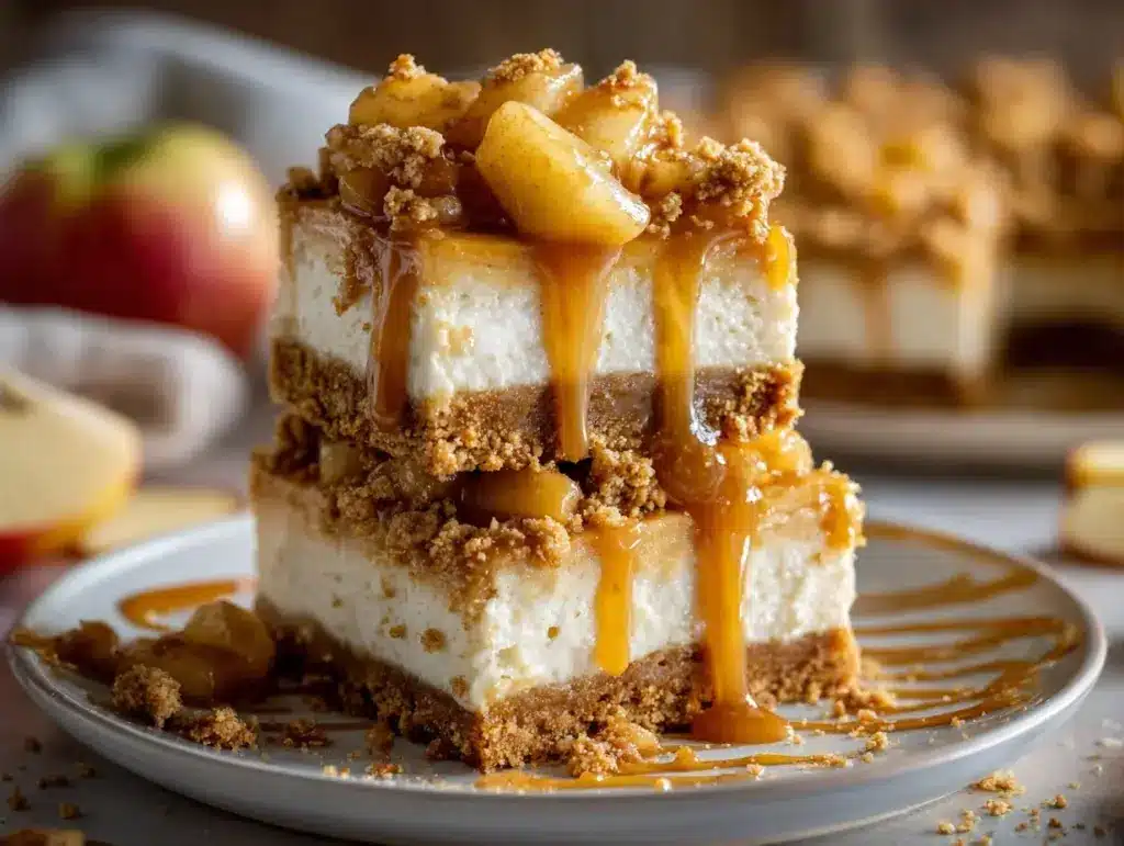 Salted Caramel Apple Pie Cheesecake Bars - featured image