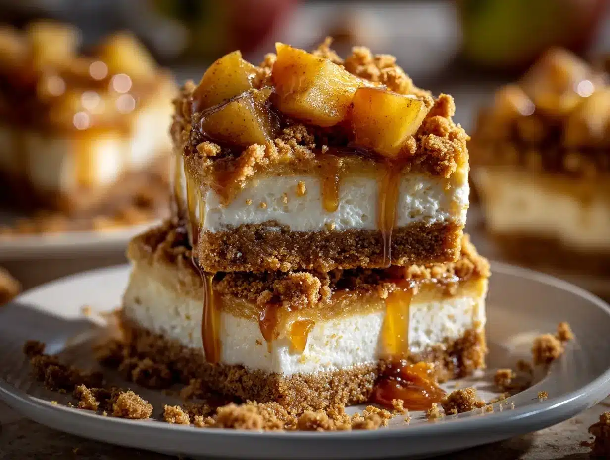 Salted Caramel Apple Pie Cheesecake Bars preparation steps