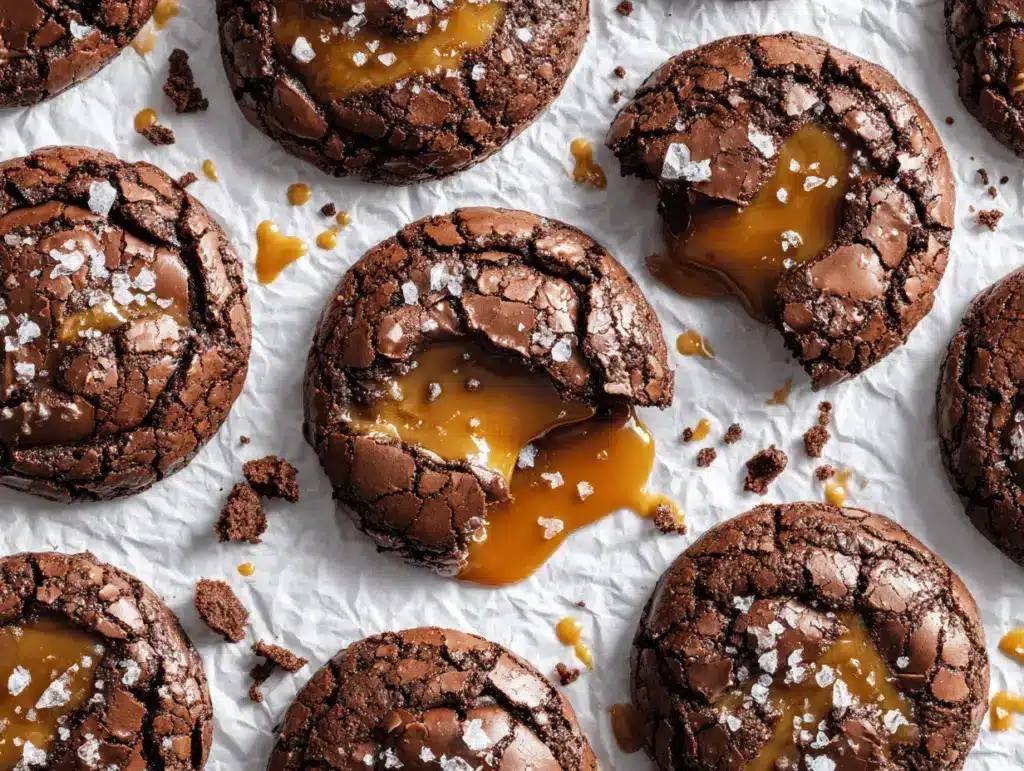 salted caramel brownie cookies - featured image