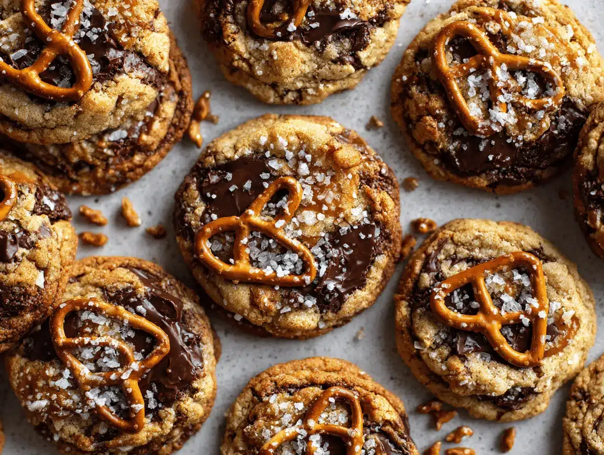 salted caramel pretzel brown butter cookies preparation steps
