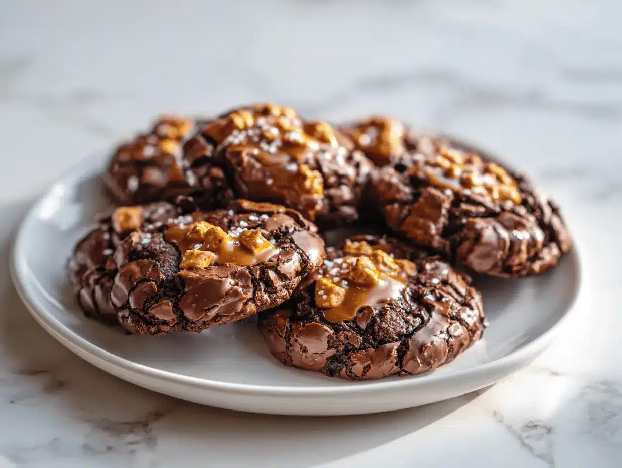 salted caramel pretzel brownie mix cookies preparation steps