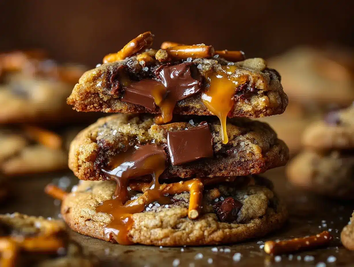 salted caramel pretzel chocolate chunk cookies preparation steps