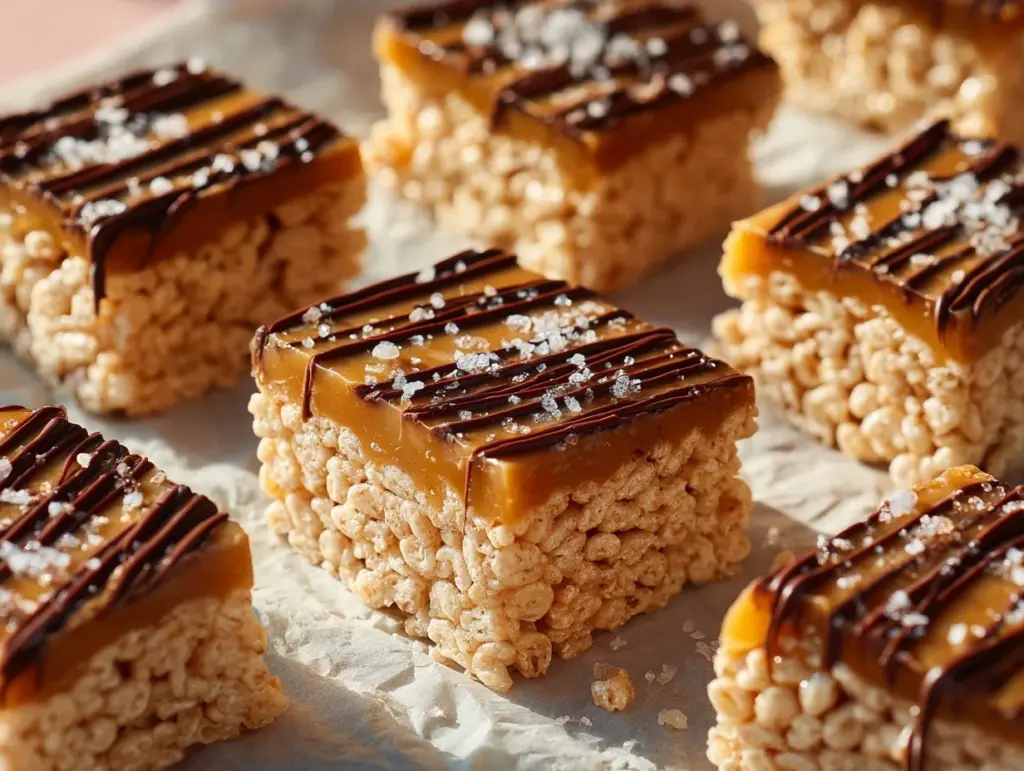 salted caramel Rice Krispie treats - featured image
