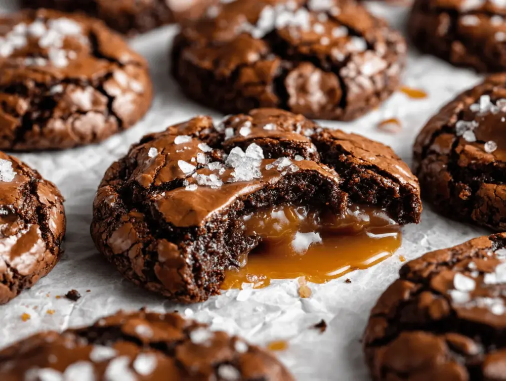Salted Caramel Stuffed Brownie Cookies - featured image