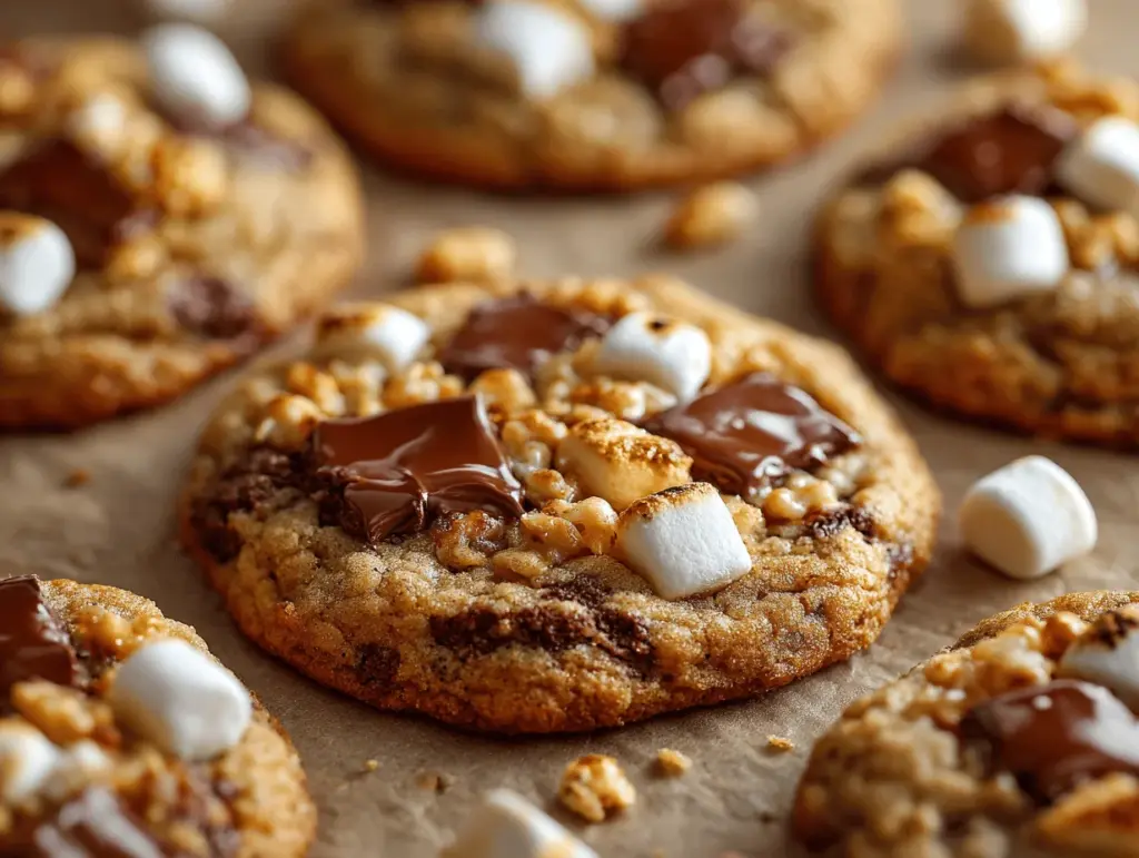 Smores Rice Krispie Chocolate Chip Cookies - featured image