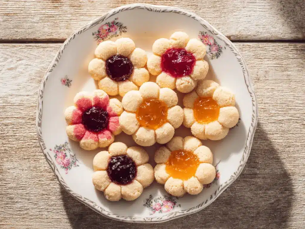 spring blossom thumbprint cookies - featured image