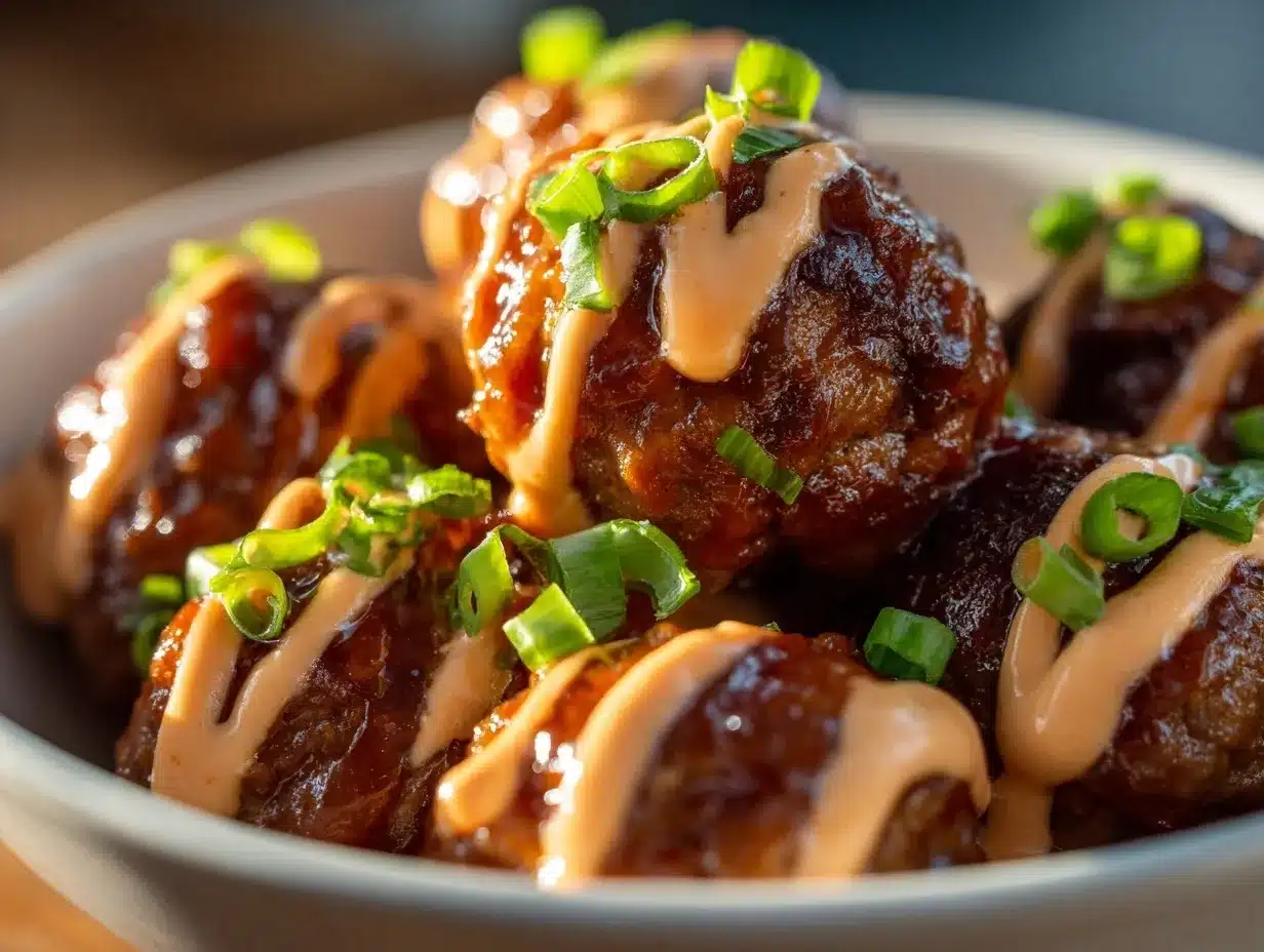 sticky honey garlic BBQ meatballs preparation steps