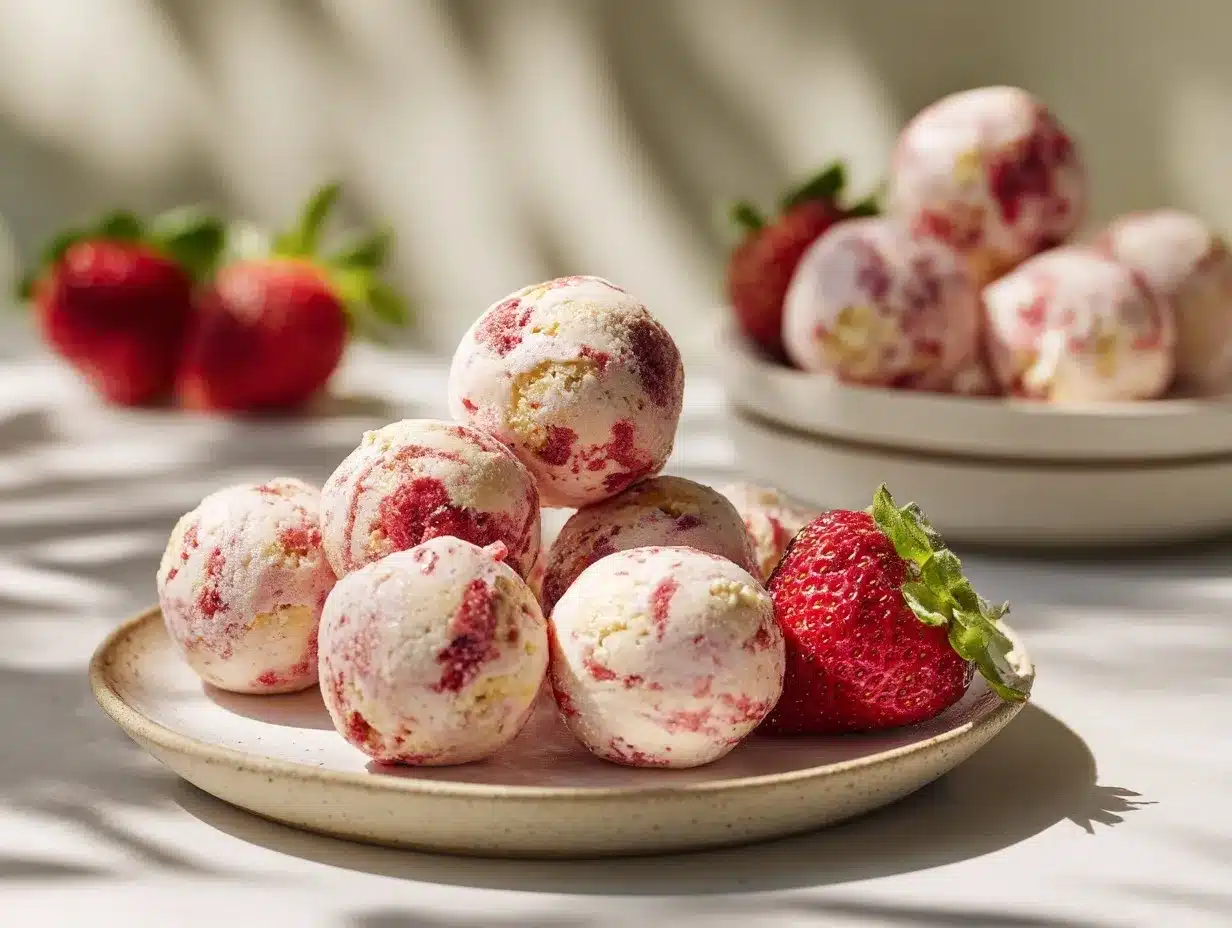 strawberry cheesecake protein balls preparation steps