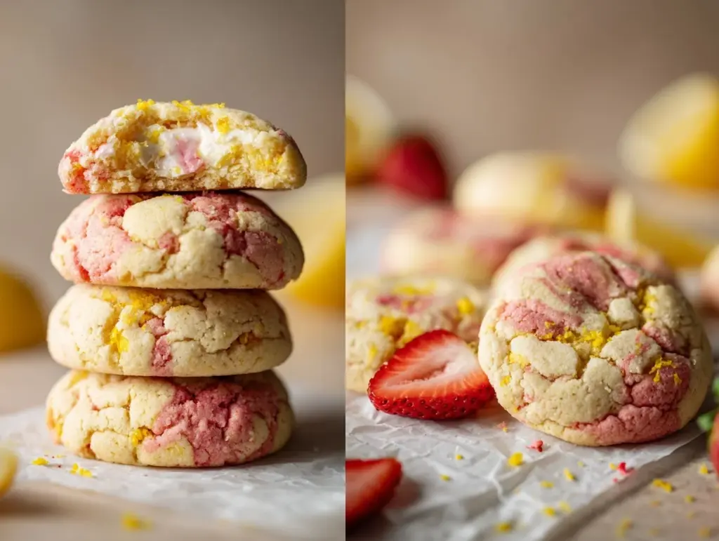 strawberry lemon cheesecake cookies - featured image