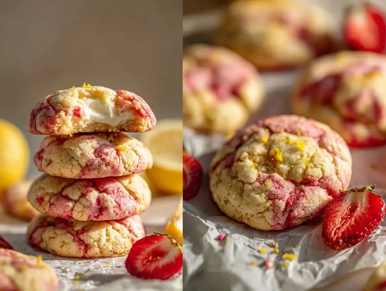 strawberry lemon cheesecake cookies preparation steps