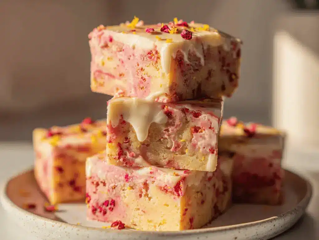 strawberry lemonade brownies - featured image