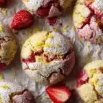 strawberry lemonade crinkle cookies - featured image