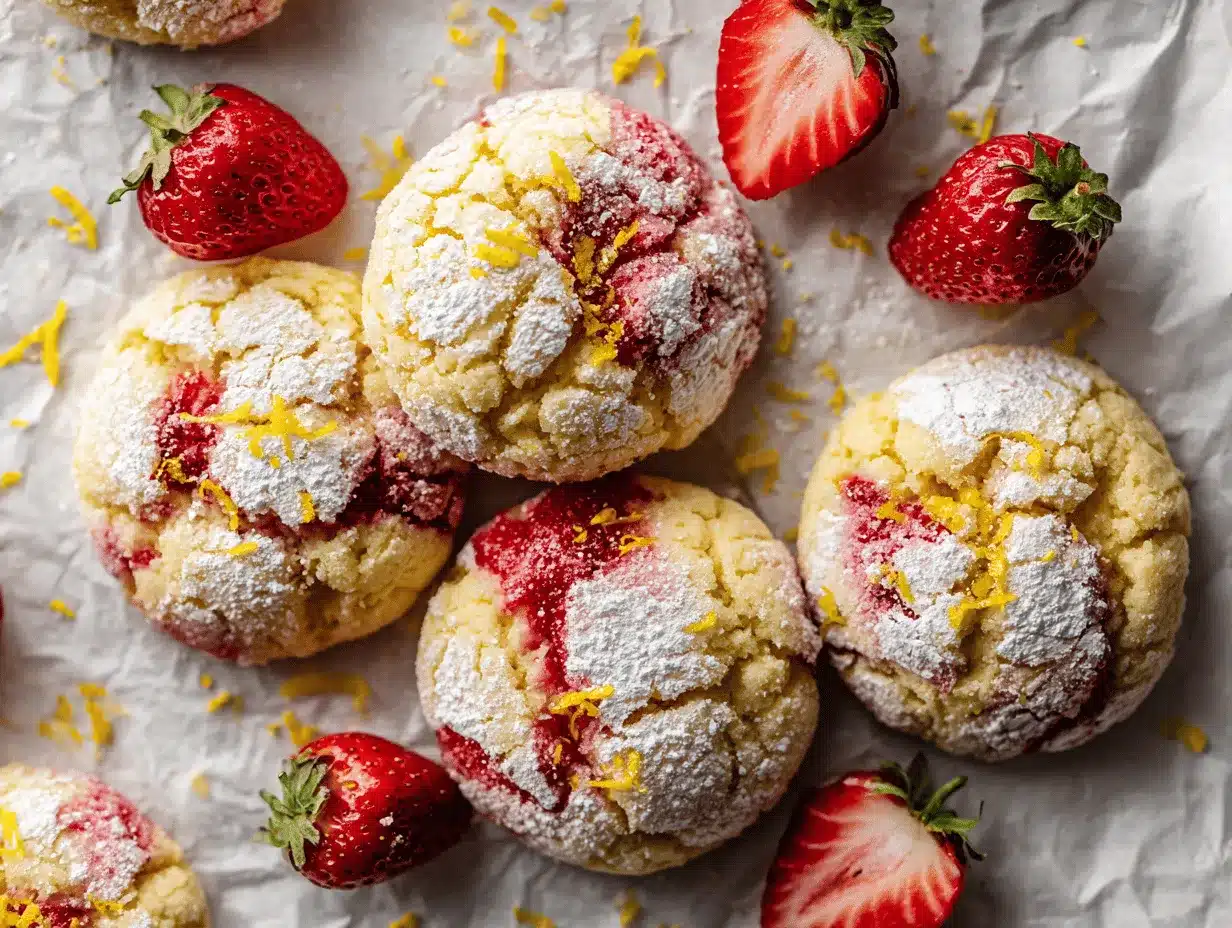 strawberry lemonade crinkle cookies preparation steps