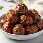 sweet and spicy crockpot meatballs - featured image