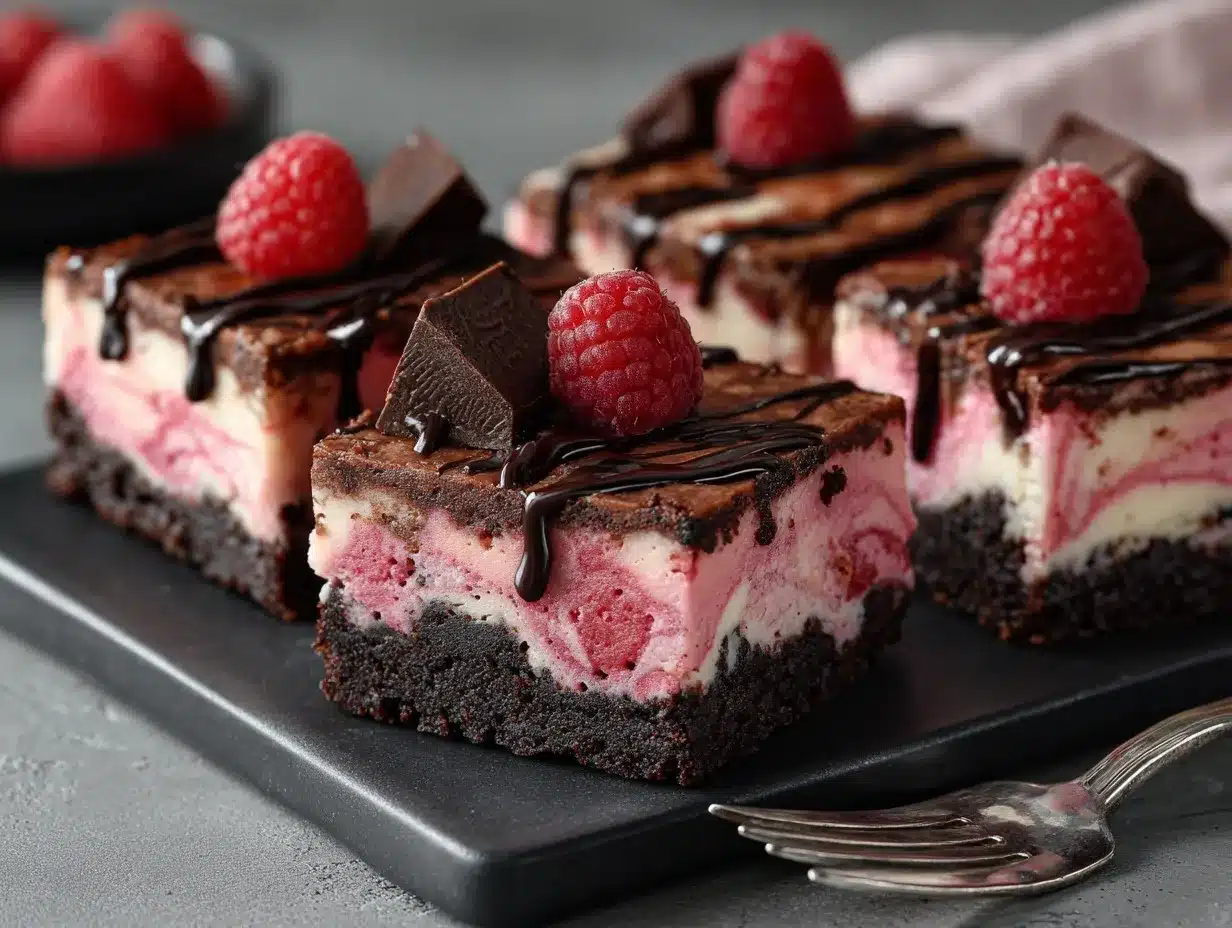 triple chocolate raspberry cheesecake bars preparation steps