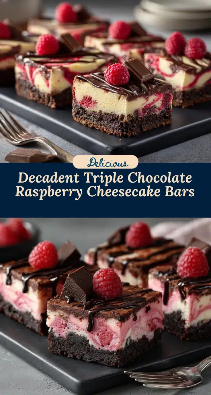 triple chocolate raspberry cheesecake bars recipe