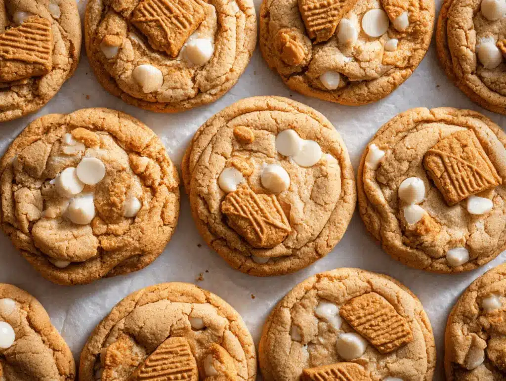 white chocolate chip Biscoff stuffed cookies - featured image