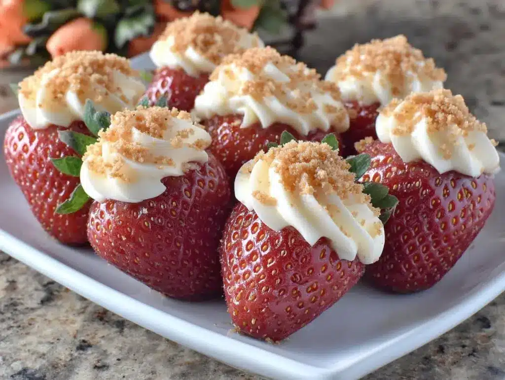 cheesecake stuffed strawberries - featured image