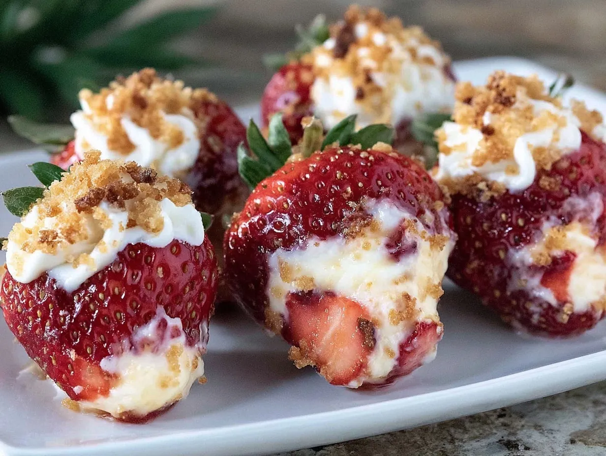 cheesecake stuffed strawberries preparation steps