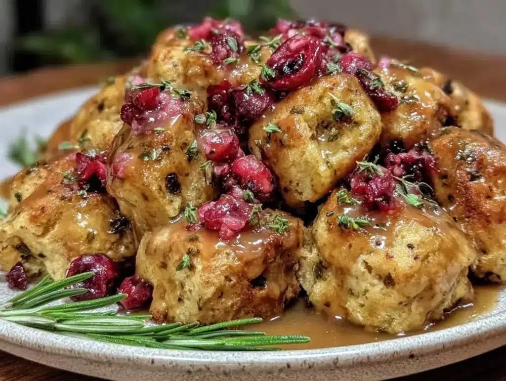 cranberry turkey stuffing bites - featured image