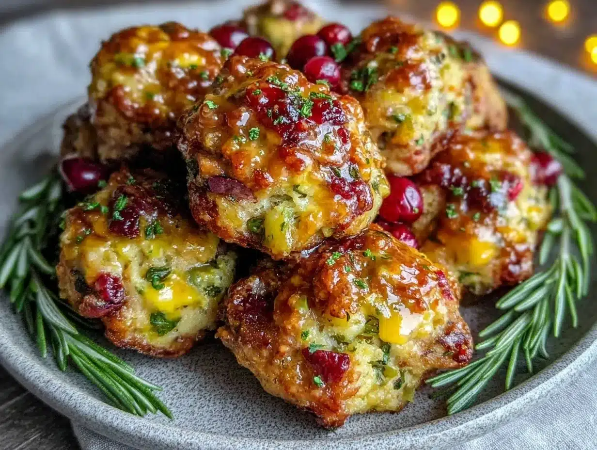 cranberry turkey stuffing bites preparation steps