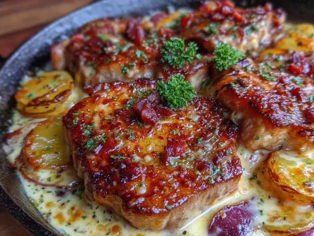 creamy ranch pork chop casserole - featured image