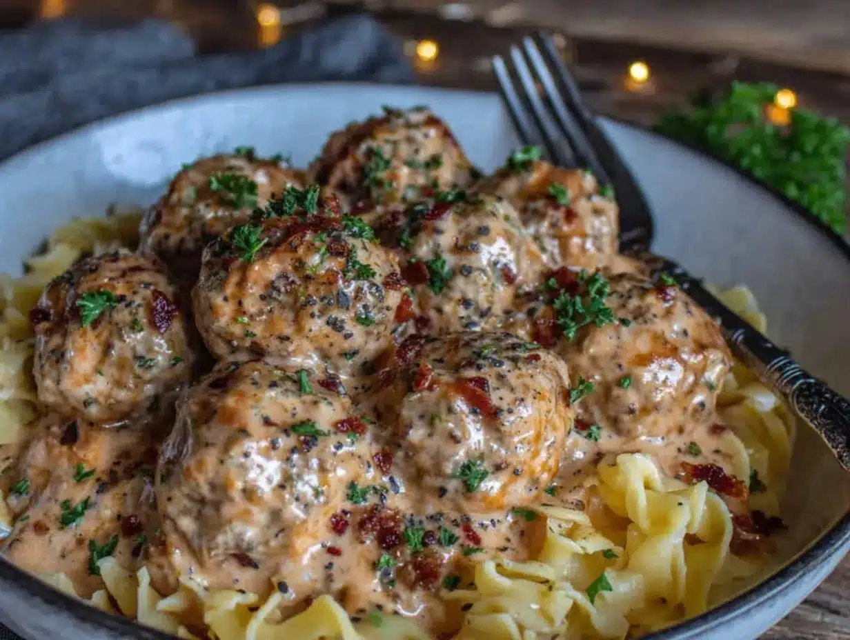 Crockpot Beef Stroganoff Meatballs preparation steps