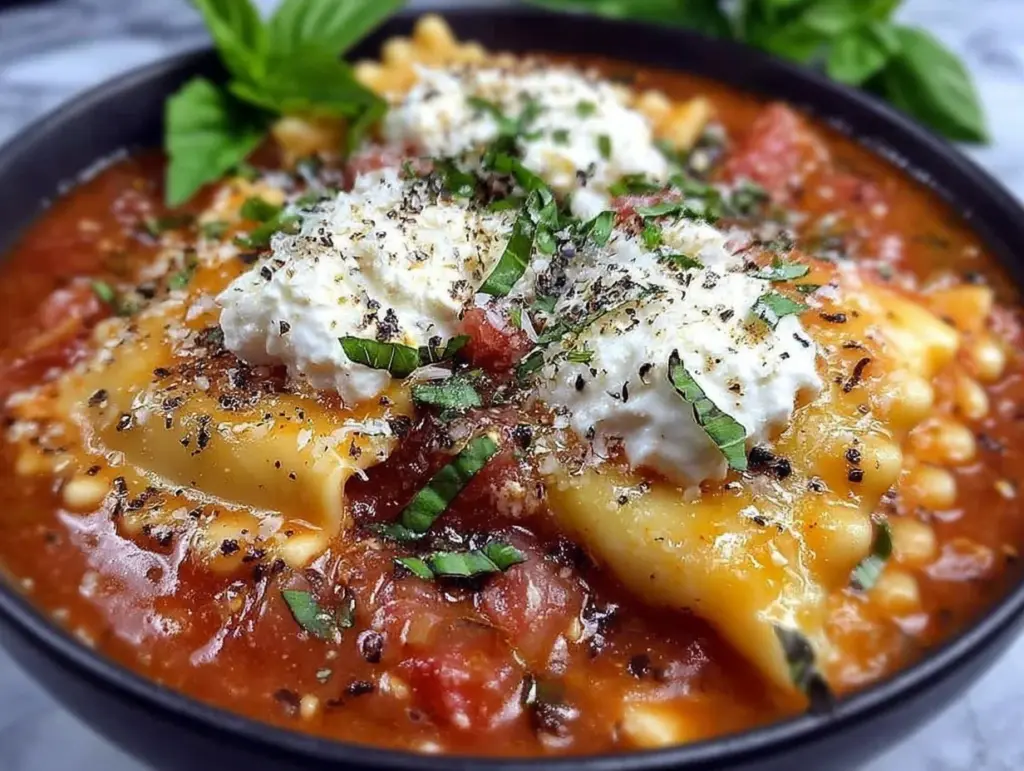 crockpot creamy lasagna soup - featured image