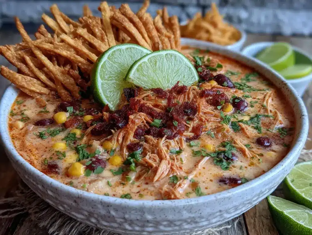 crockpot creamy white chicken chili - featured image