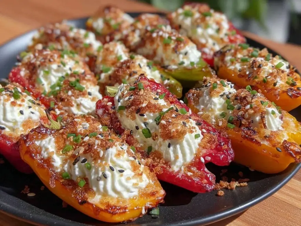 everything bagel cream cheese stuffed mini peppers - featured image