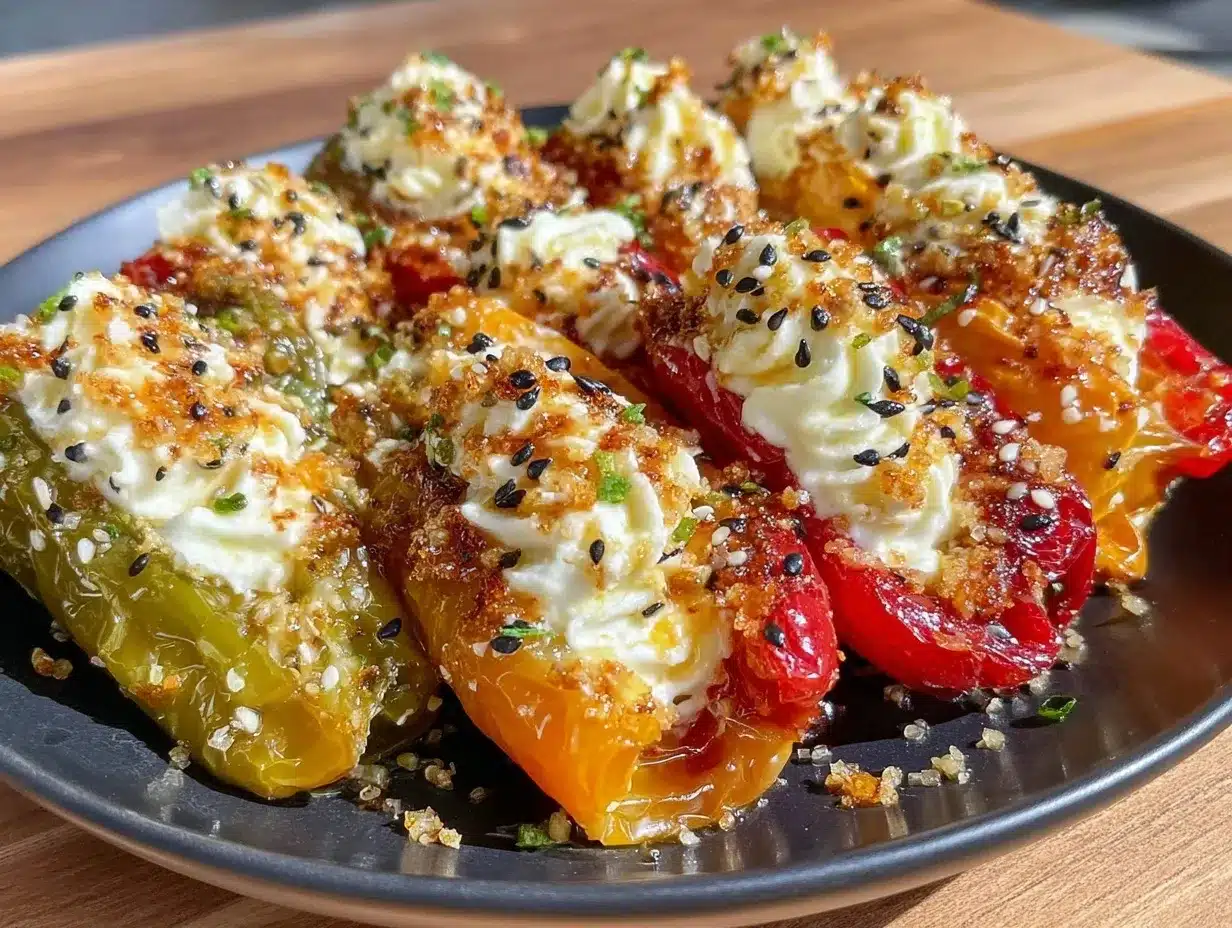 everything bagel cream cheese stuffed mini peppers preparation steps