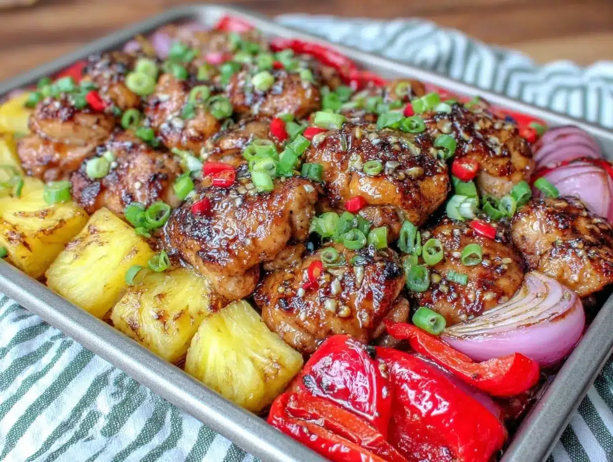 Hawaiian Chicken Sheet Pan preparation steps
