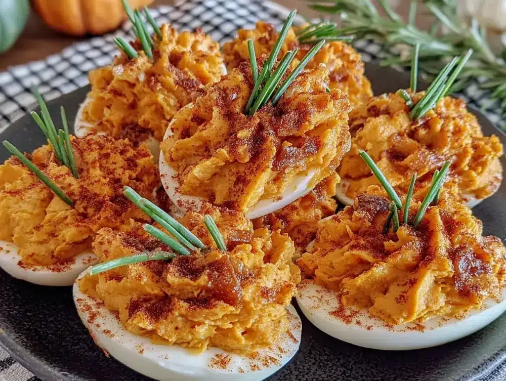 pumpkin spice deviled eggs - featured image