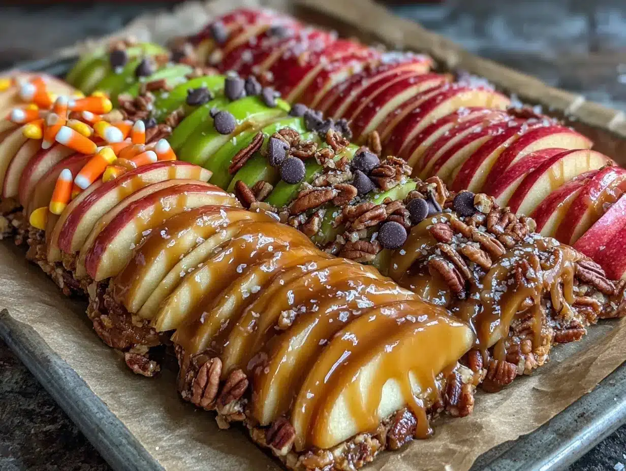 sheet pan caramel apples preparation steps