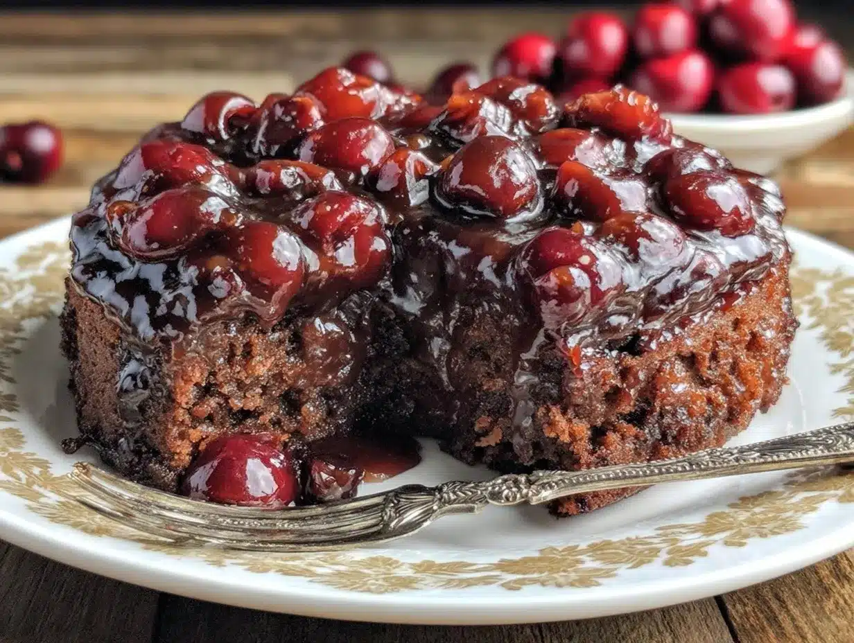chocolate cherry upside down cake preparation steps