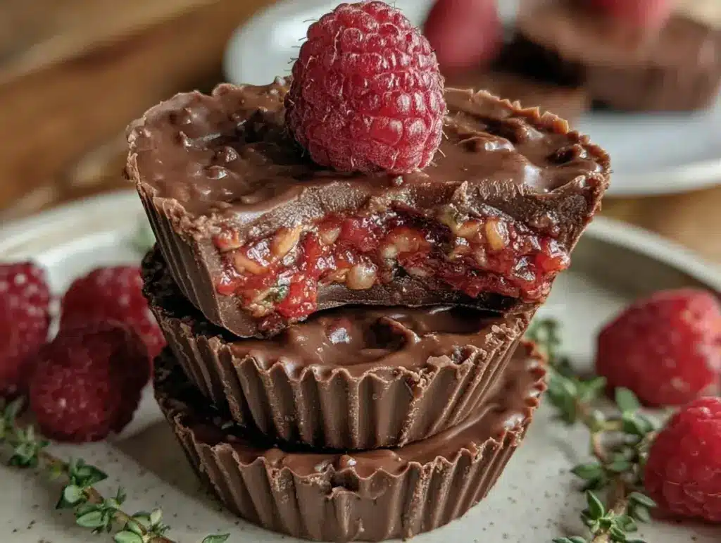 chocolate raspberry cups - featured image