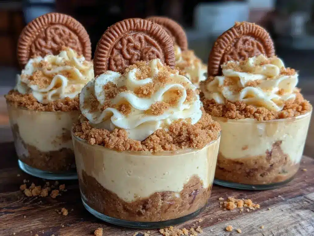 cookie butter cheesecake cups - featured image