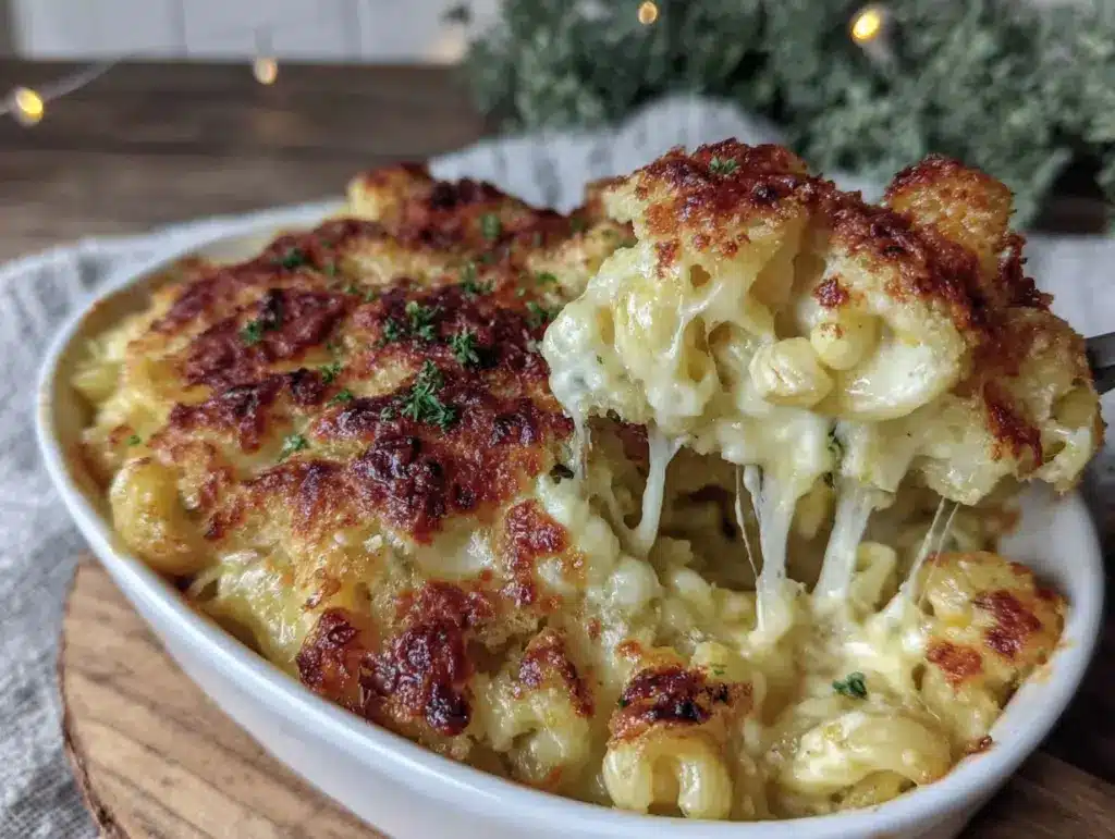 creamy baked mac and cheese - featured image