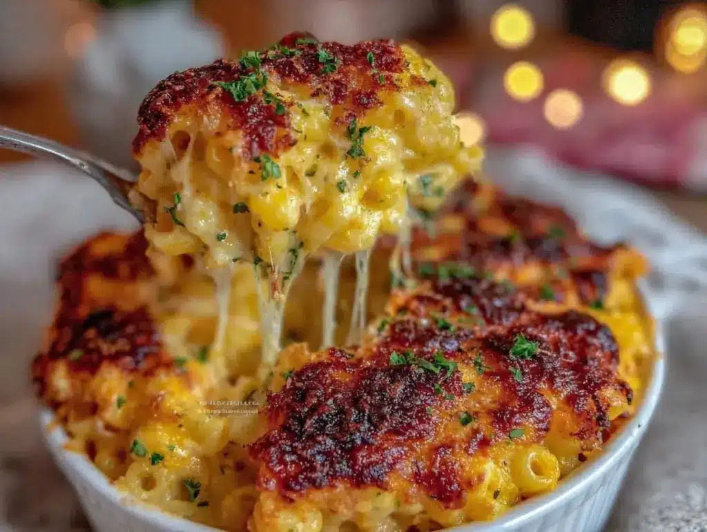 creamy baked mac and cheese - featured image